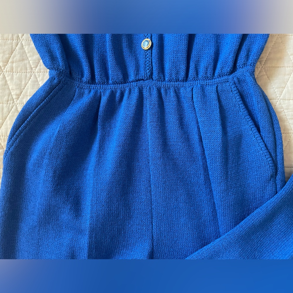 ST. JOHN Vintage Ultra Rare Script 80's Label Santana Knit Blue Jumpsuit Size 6? - Picture 2 of 9